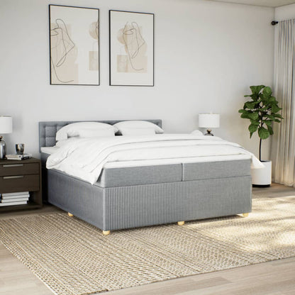 Boxspring met matras stof lichtgrijs 200x200 cm