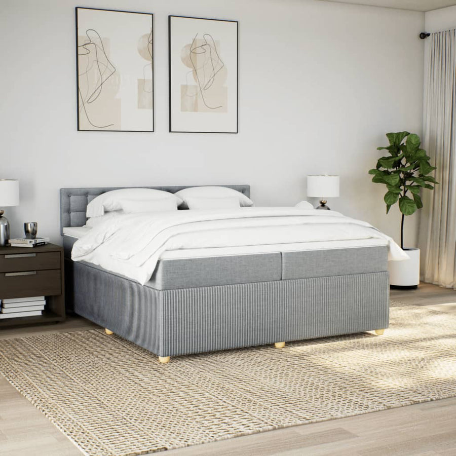 Boxspring met matras stof lichtgrijs 200x200 cm