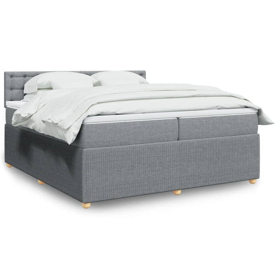 Boxspring met matras stof lichtgrijs 200x200 cm