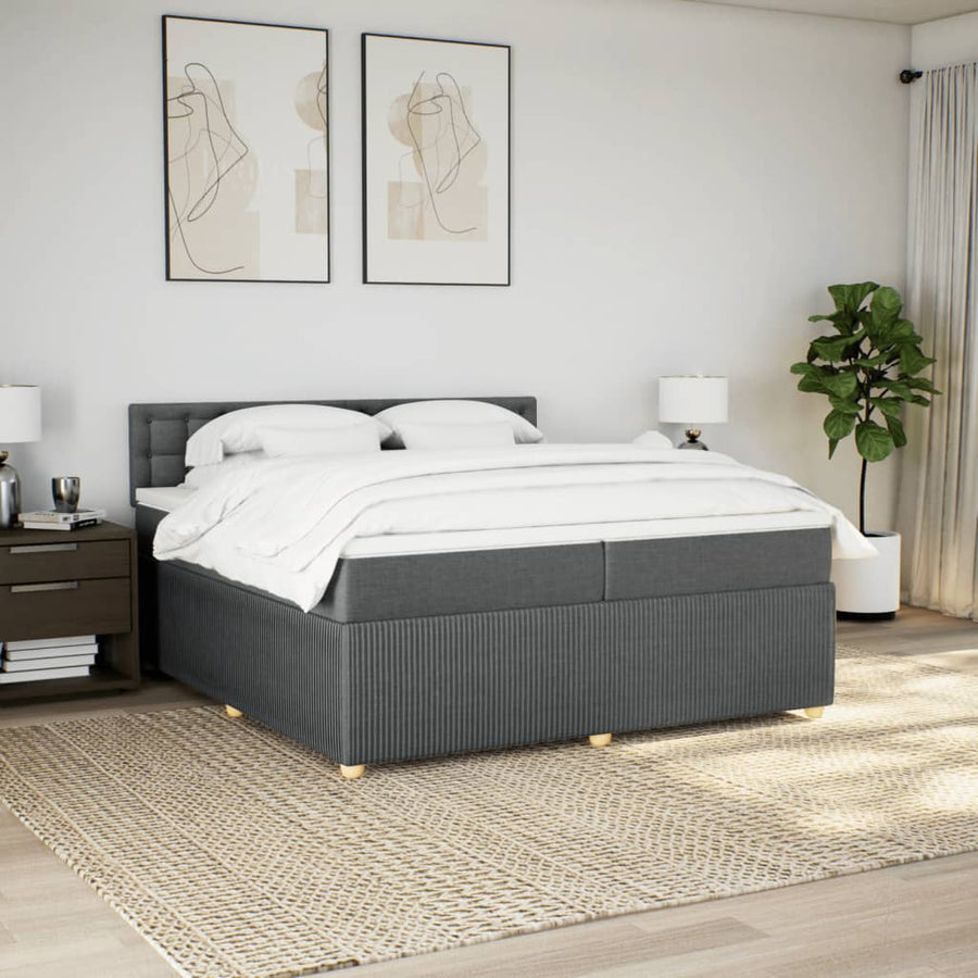 Boxspring met matras stof donkergrijs 200x200 cm