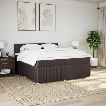 Boxspring met matras stof donkerbruin 200x200 cm
