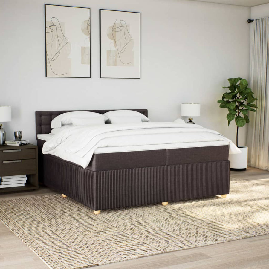 Boxspring met matras stof donkerbruin 200x200 cm