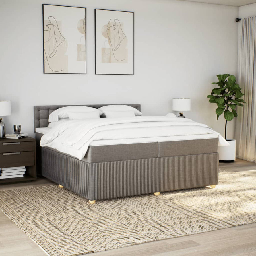 Boxspring met matras stof taupe 200x200 cm