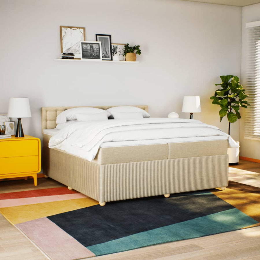 Boxspring met matras stof crèmekleurig 200x200 cm