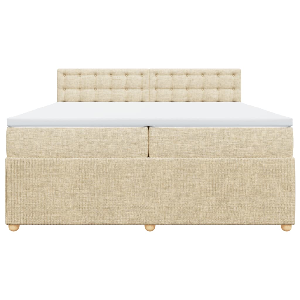 Boxspring met matras stof crèmekleurig 200x200 cm