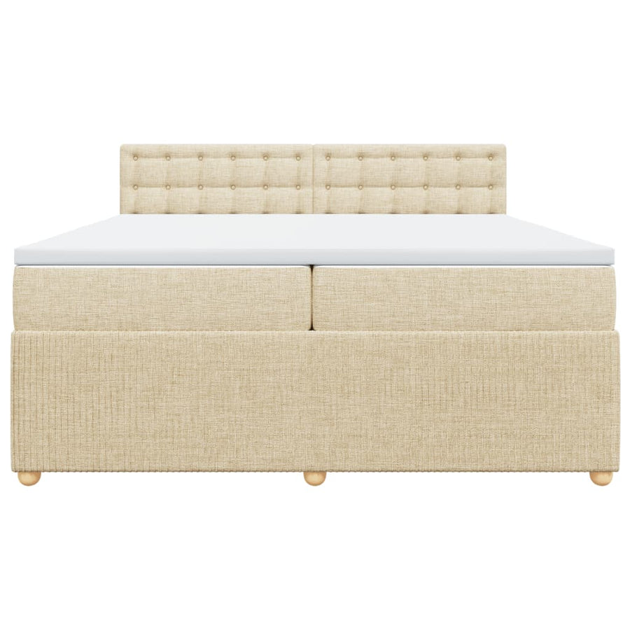 Boxspring met matras stof crèmekleurig 200x200 cm
