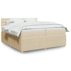 Box spring with fabric mattress cream-coloured 200x200 cm