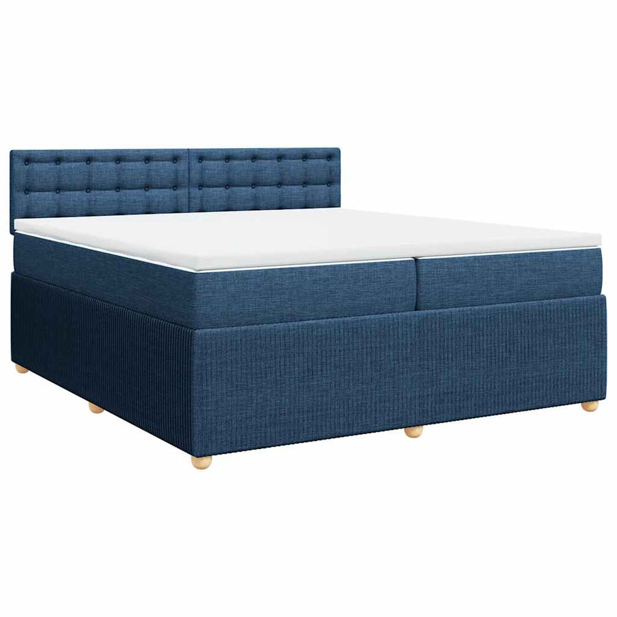 Boxspring met matras stof blauw 200x200 cm