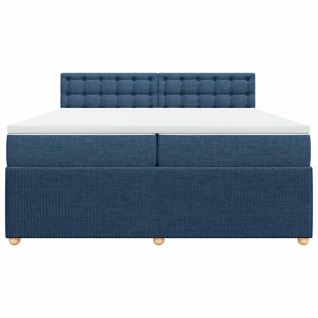 Boxspring met matras stof blauw 200x200 cm