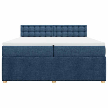 Boxspring met matras stof blauw 200x200 cm