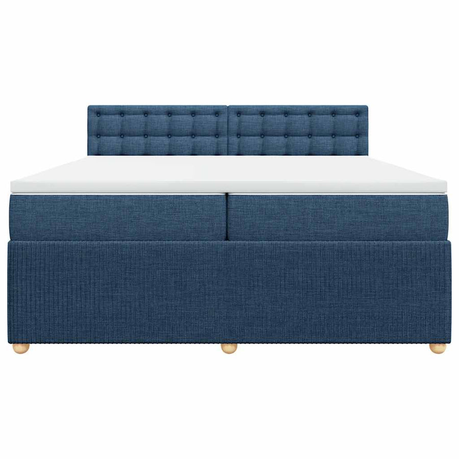 Boxspring met matras stof blauw 200x200 cm