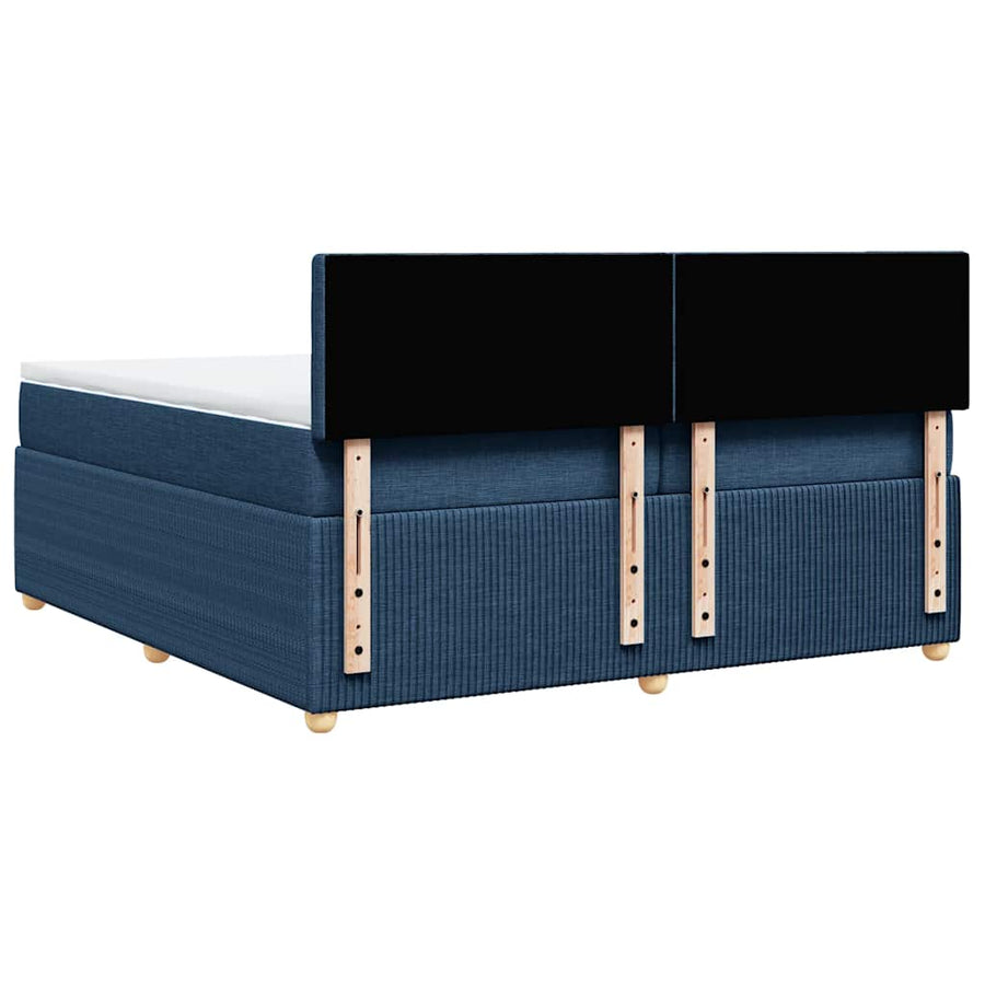 Boxspring met matras stof blauw 200x200 cm