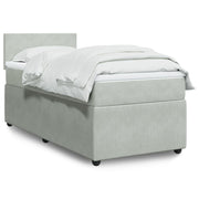 Box spring with velvet light gray mattress 80x200 cm