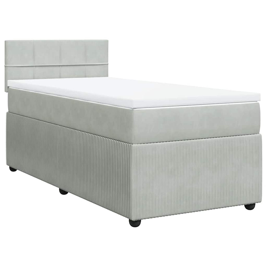 Boxspring met matras fluweel lichtgrijs 80x200 cm