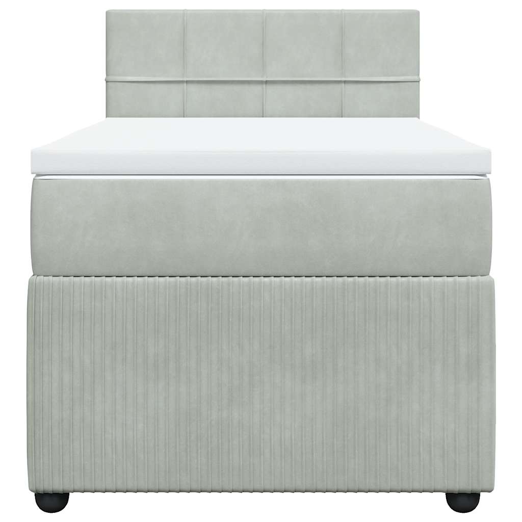 Boxspring met matras fluweel lichtgrijs 80x200 cm