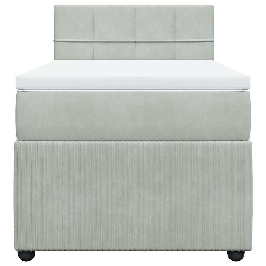 Boxspring met matras fluweel lichtgrijs 80x200 cm