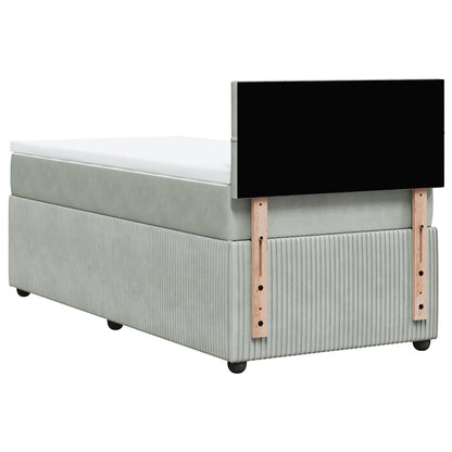 Boxspring met matras fluweel lichtgrijs 80x200 cm