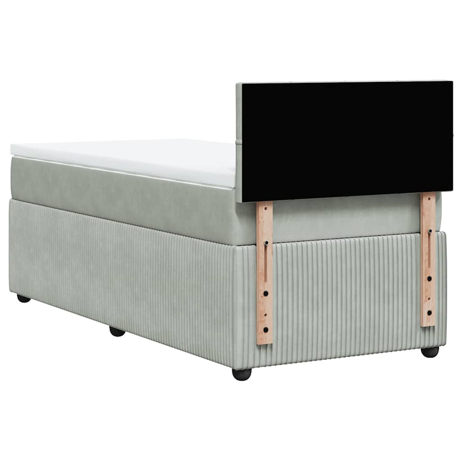 Boxspring met matras fluweel lichtgrijs 80x200 cm