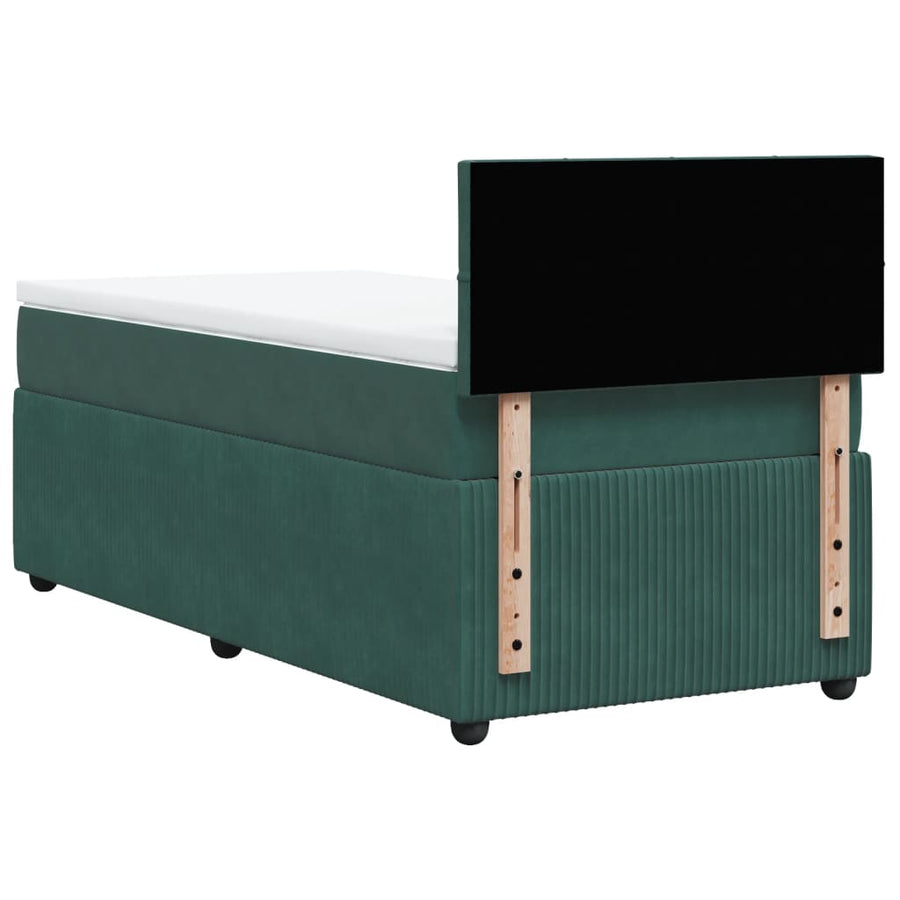 Boxspring met matras fluweel donkergroen 80x200 cm