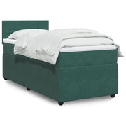 Box spring bed with dark green velvet mattress 80x200 cm