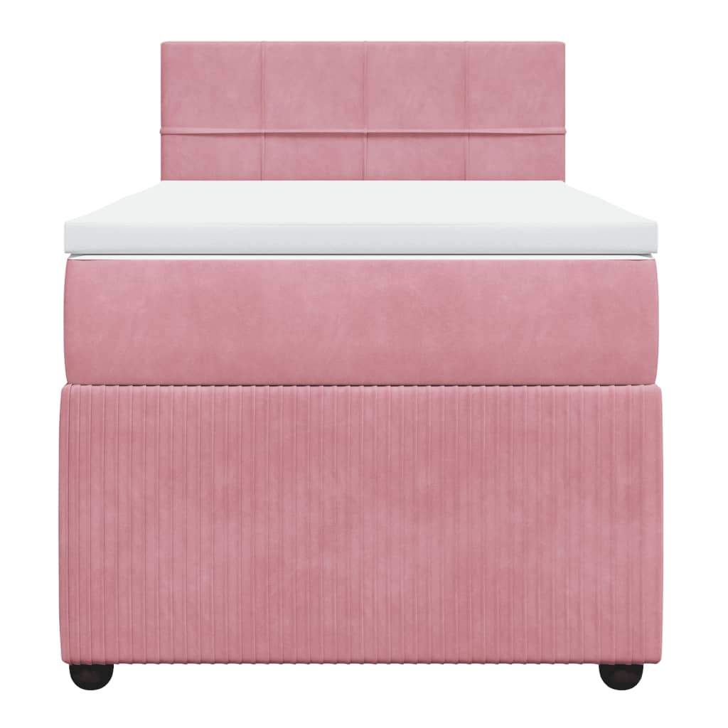 Boxspring met matras fluweel roze 80x200 cm
