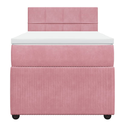 Boxspring met matras fluweel roze 80x200 cm