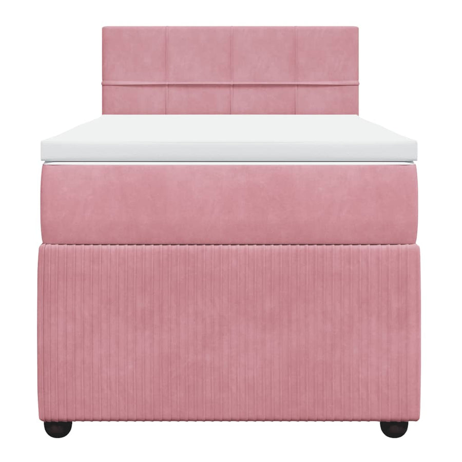 Boxspring met matras fluweel roze 80x200 cm
