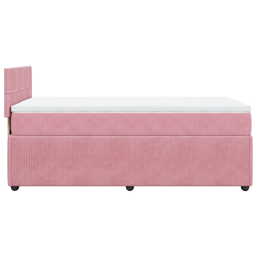 Boxspring met matras fluweel roze 80x200 cm