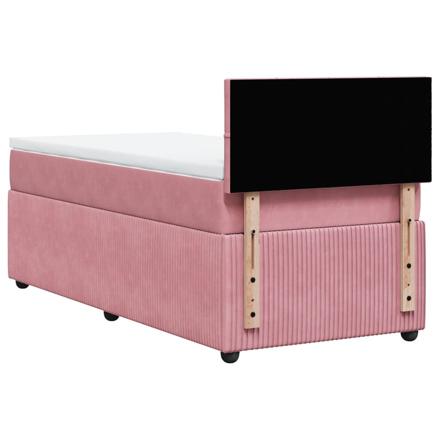 Boxspring met matras fluweel roze 80x200 cm
