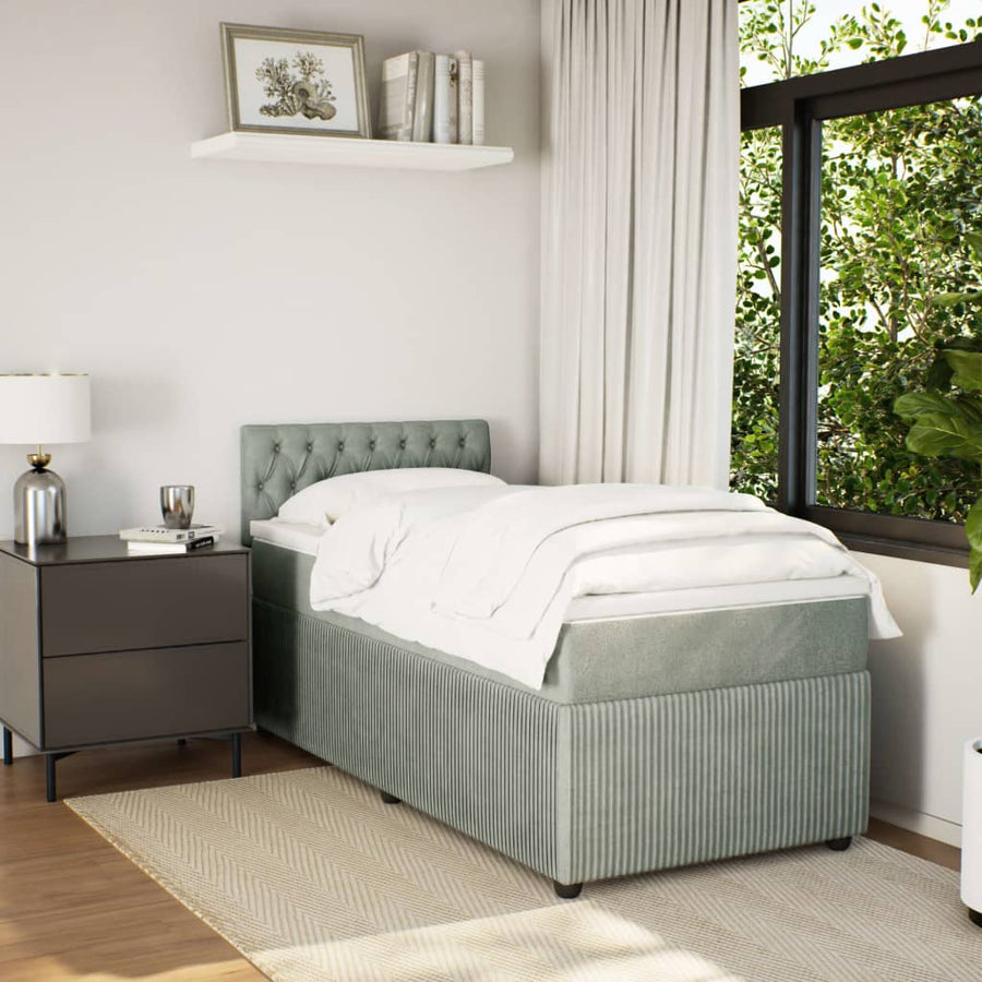 Boxspring met matras fluweel lichtgrijs 80x200 cm