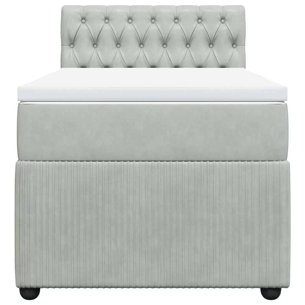 Boxspring met matras fluweel lichtgrijs 80x200 cm