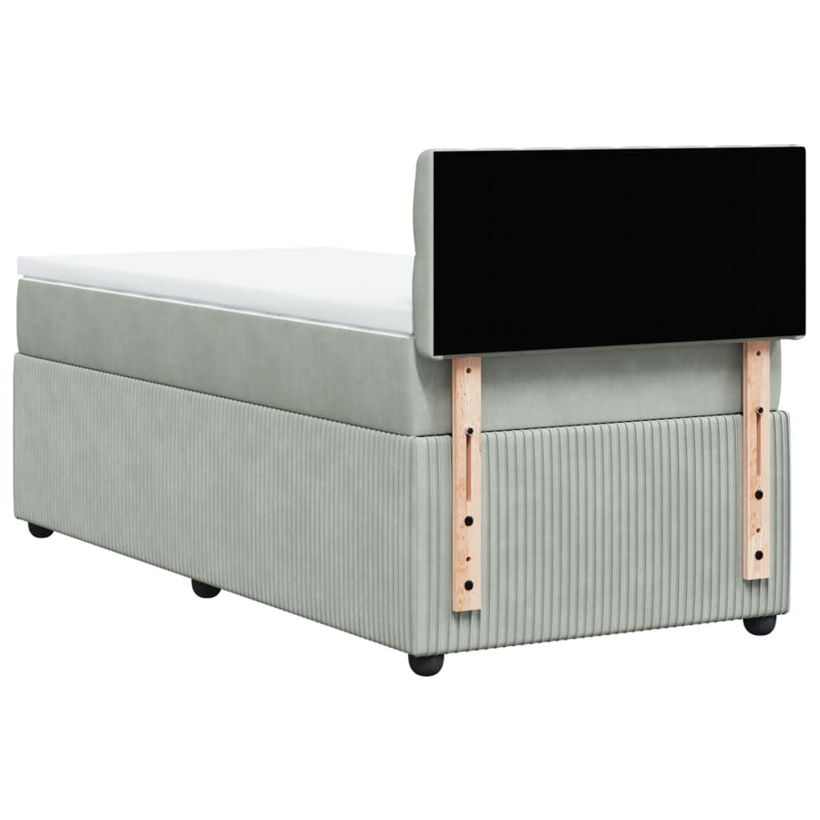 Boxspring met matras fluweel lichtgrijs 80x200 cm