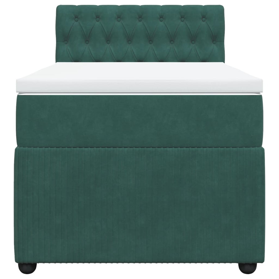 Boxspring met matras fluweel donkergroen 80x200 cm