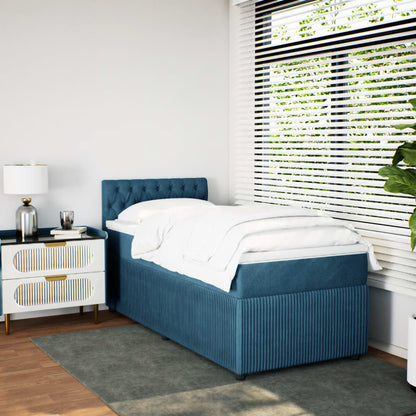 Boxspring met matras fluweel blauw 80x200 cm