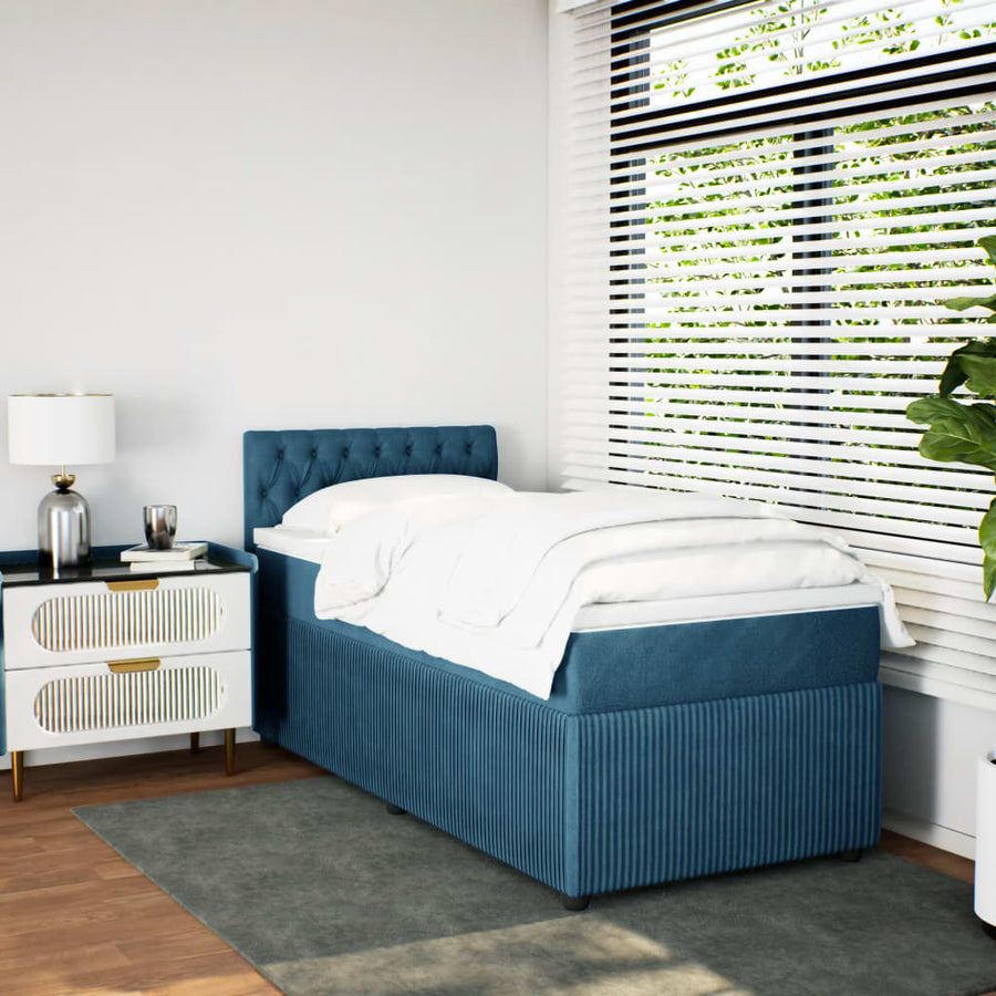 Boxspring met matras fluweel blauw 80x200 cm
