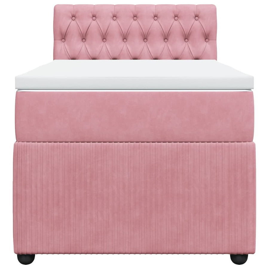 Boxspring met matras fluweel roze 80x200 cm