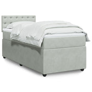 Box spring with velvet light gray mattress 80x200 cm