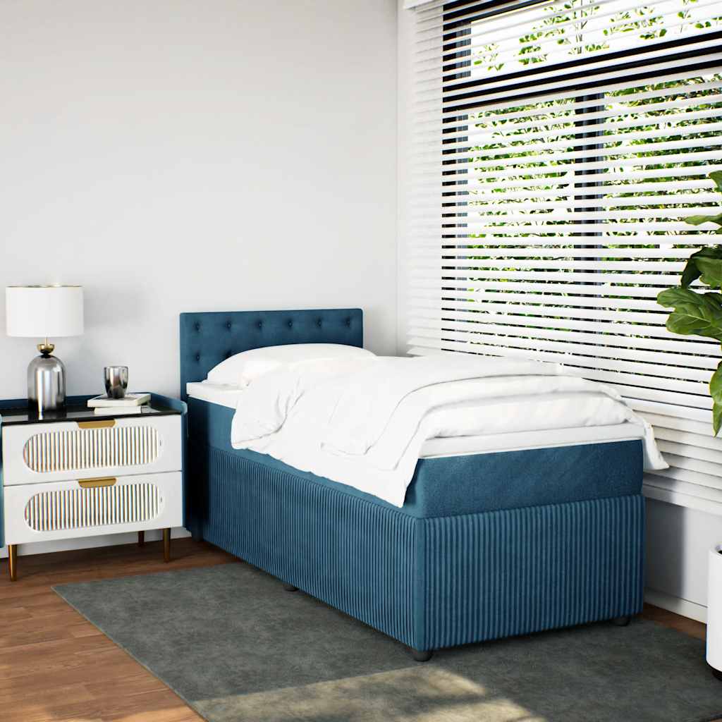 Boxspring met matras fluweel blauw 80x200 cm