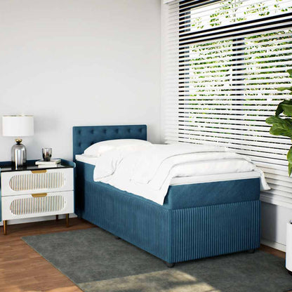 Boxspring met matras fluweel blauw 80x200 cm