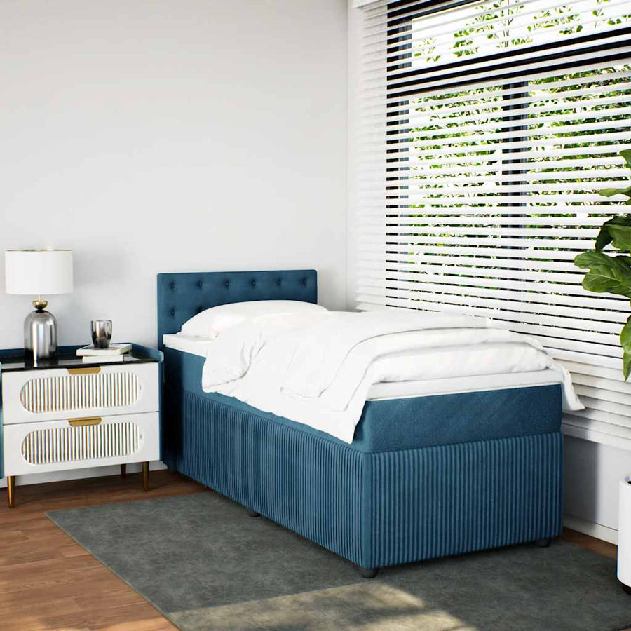 Boxspring met matras fluweel blauw 80x200 cm