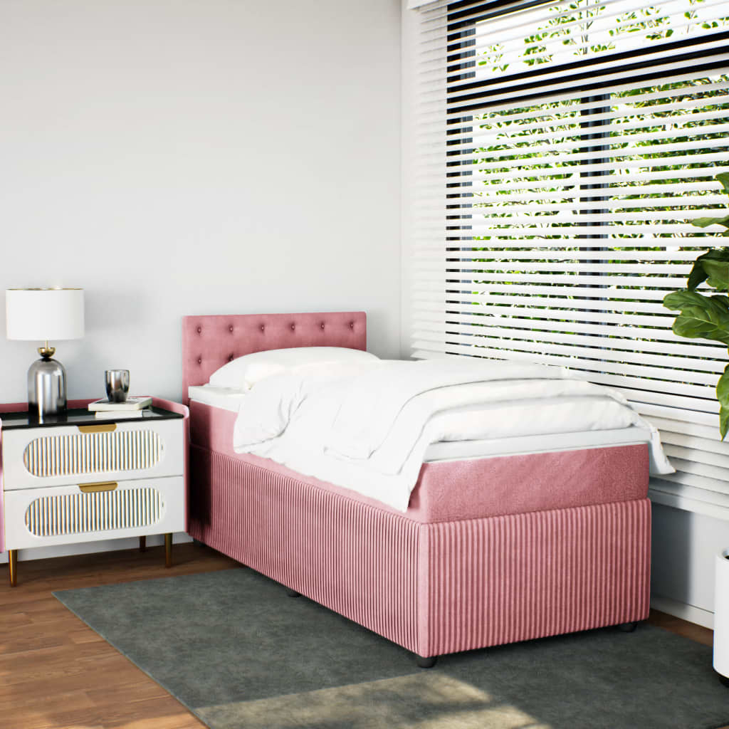 Boxspring met matras fluweel roze 80x200 cm