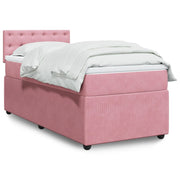 Pink velvet box spring with mattress 80x200 cm
