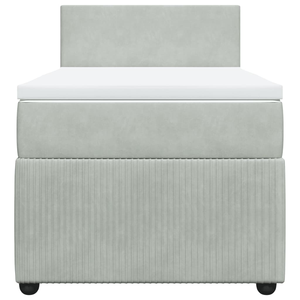 Boxspring met matras fluweel lichtgrijs 90x190 cm