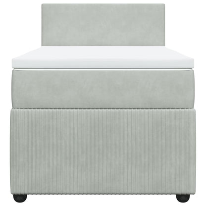 Boxspring met matras fluweel lichtgrijs 90x190 cm