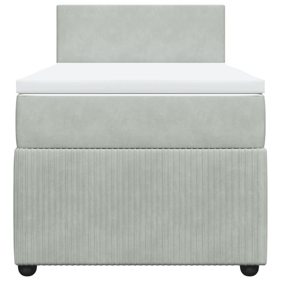 Boxspring met matras fluweel lichtgrijs 90x190 cm