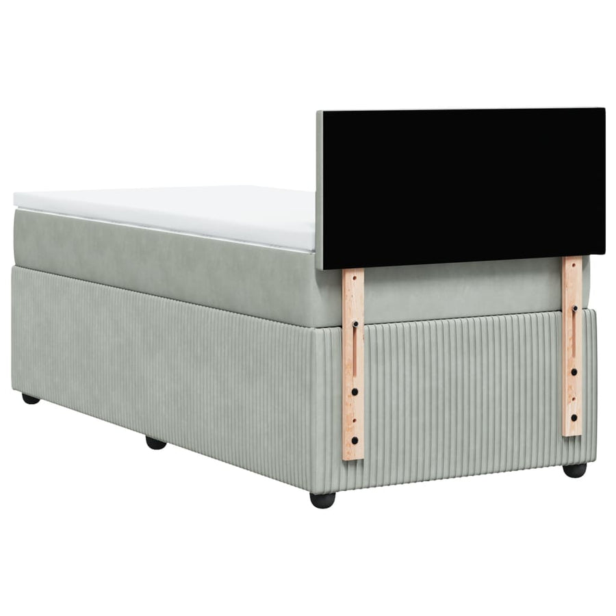 Boxspring met matras fluweel lichtgrijs 90x190 cm