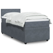 Box spring with velvet dark grey mattress 90x190 cm