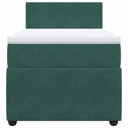 Boxspring met matras fluweel donkergroen 90x190 cm