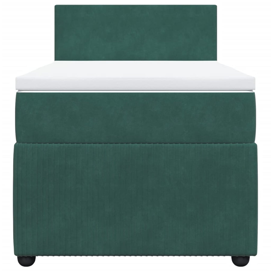 Boxspring met matras fluweel donkergroen 90x190 cm