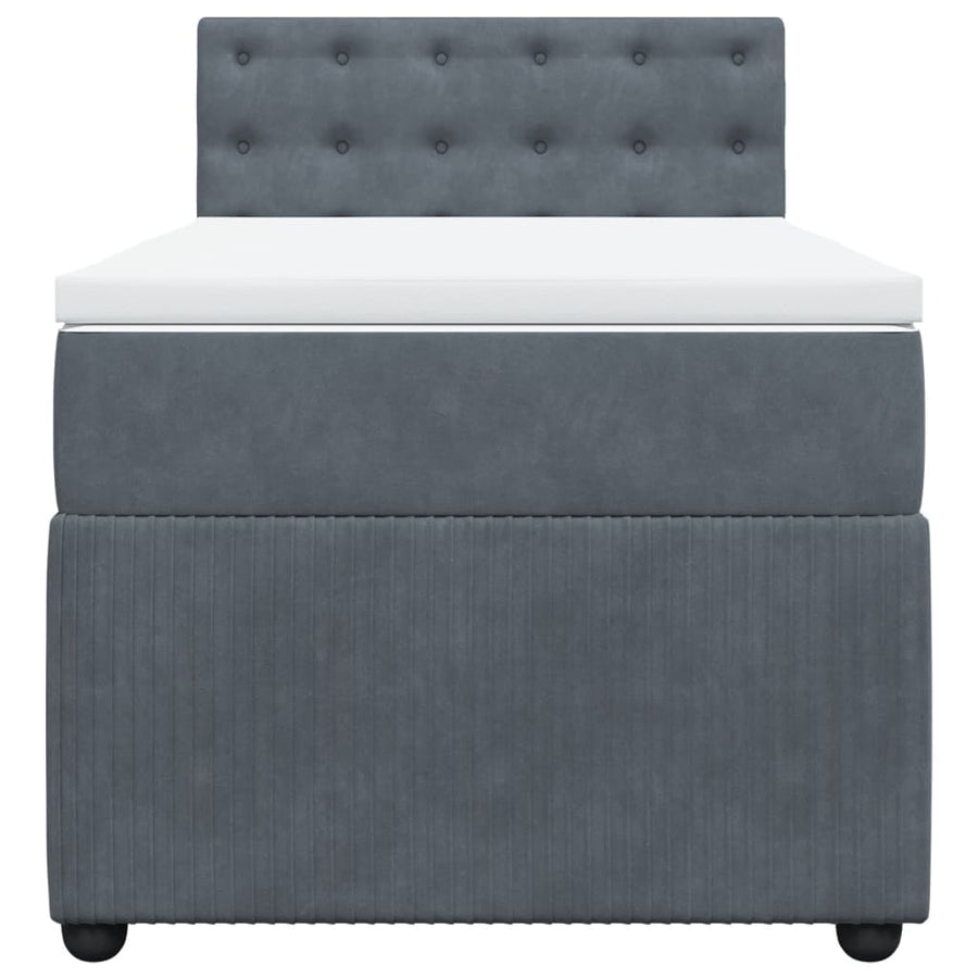 Boxspring met matras fluweel donkergrijs 90x190 cm